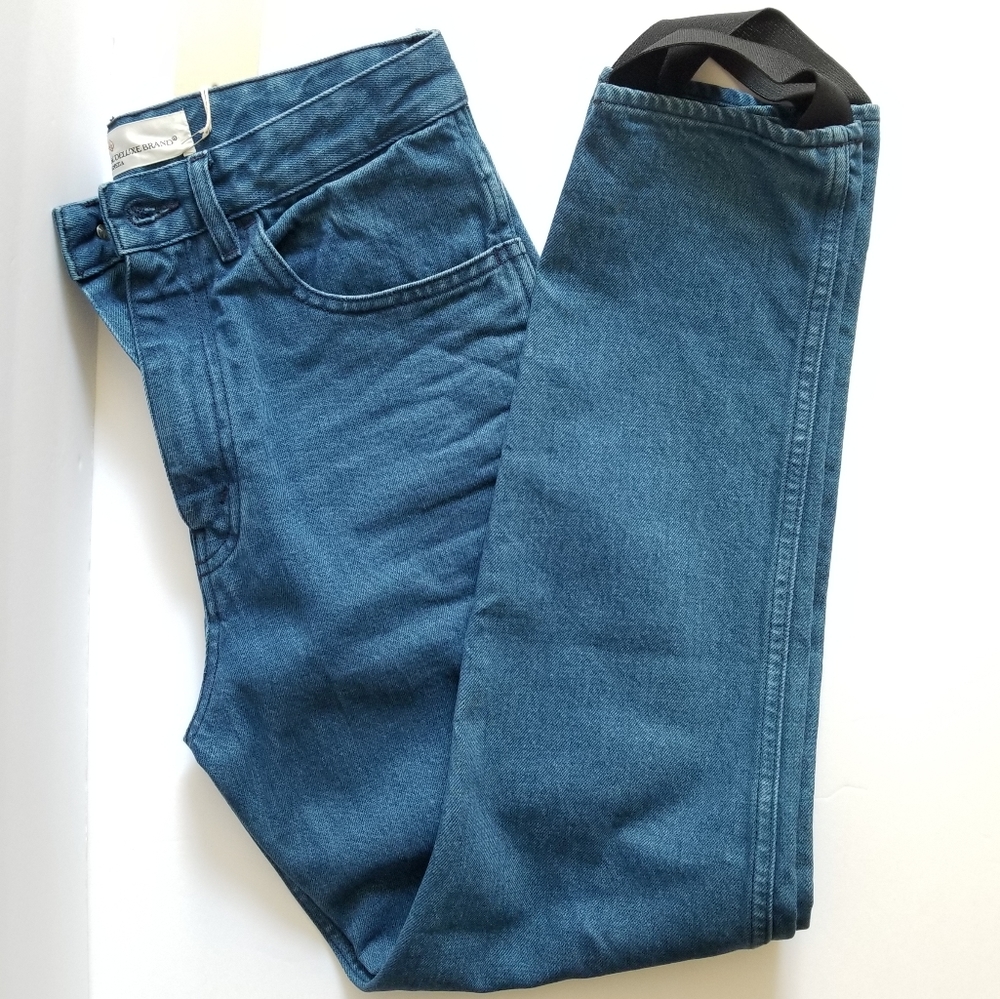 Golden Goose Thelma High Rise Straight Leg Boot Srtap Jeans Size 27 Blue - Picture 1 of 13